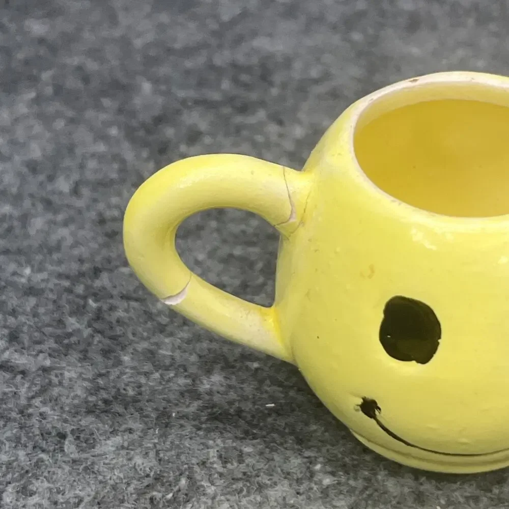 Vintage 1997 Young’s Inc Smiley Face Yellow Ceramic Miniature Teapot Set & Plate